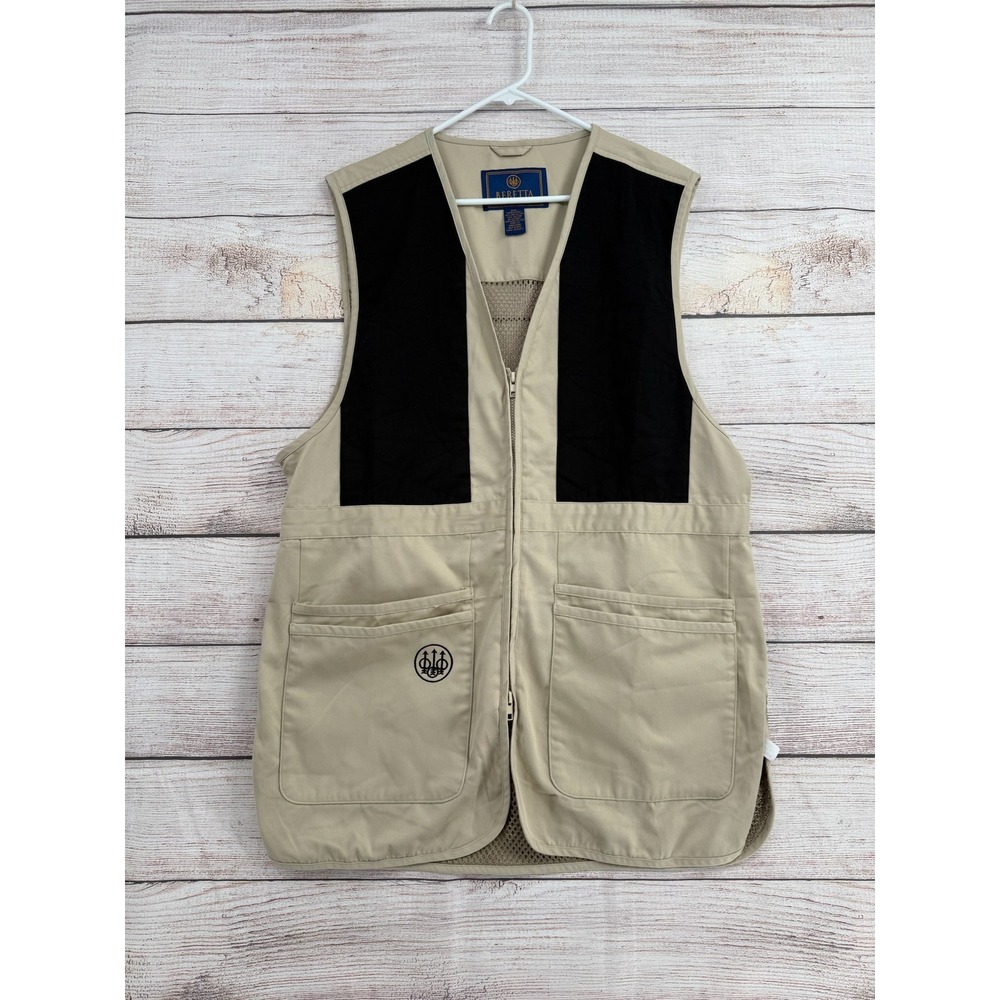 Beretta Shooting Vest Mens XXL Tan Black Mesh Back Padded Shoulder GU3050V